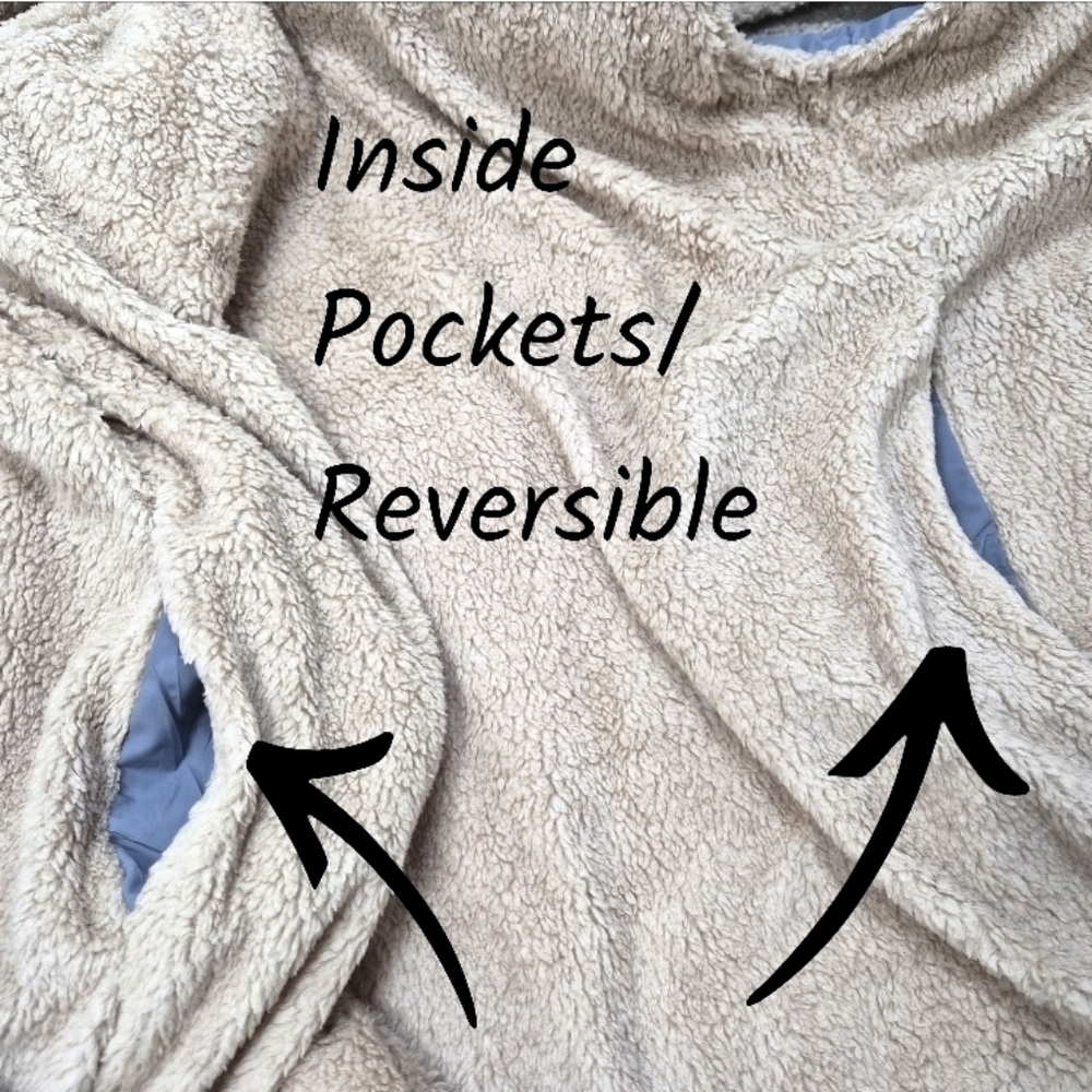 Puffer Vest Reversible Quilted Sherpa Hooded Zip Vest Coat Jacket Size Medium - Picture 7 of 12